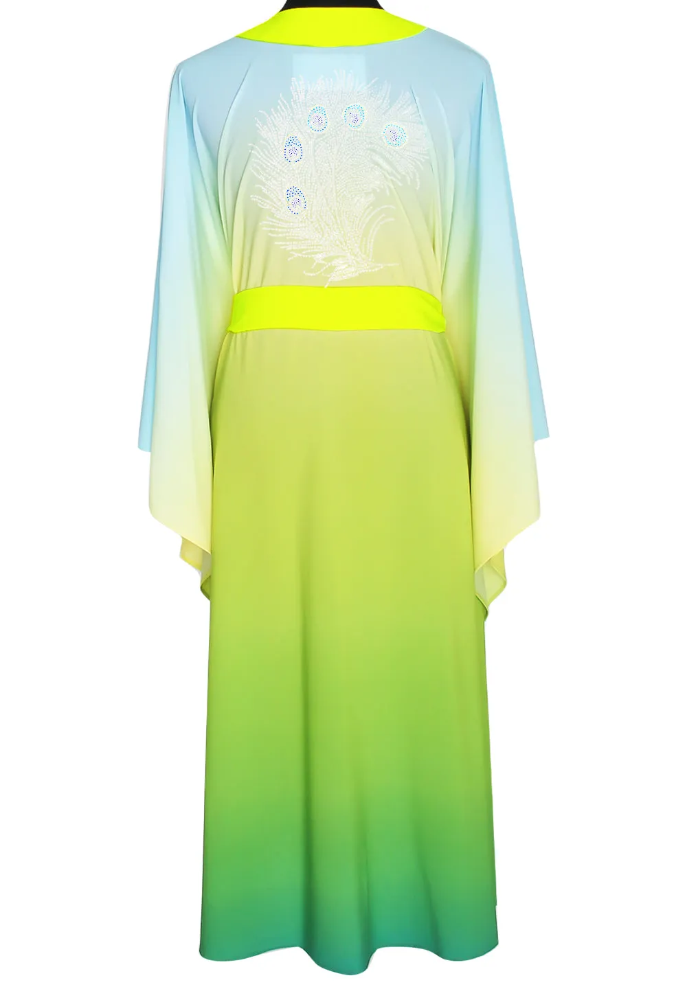 Monochrome Ombre - Freedom Kimono Feathers (Neon Yellow) - Long