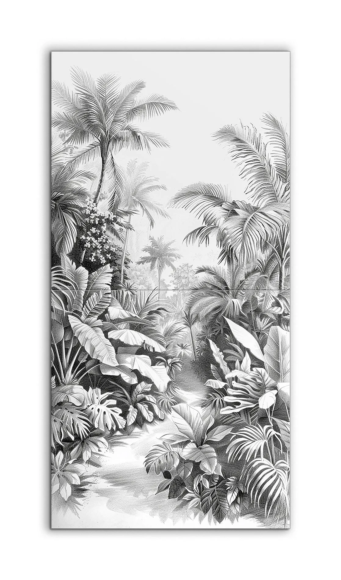 Monochrome Tropical Jungle Pathway
