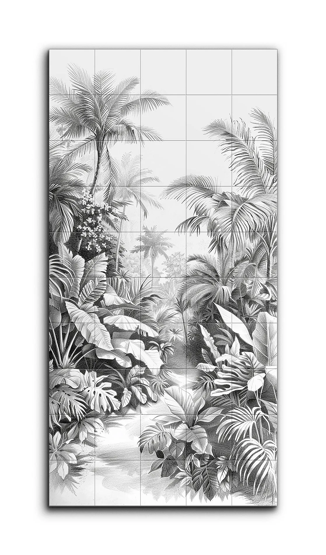 Monochrome Tropical Jungle Pathway