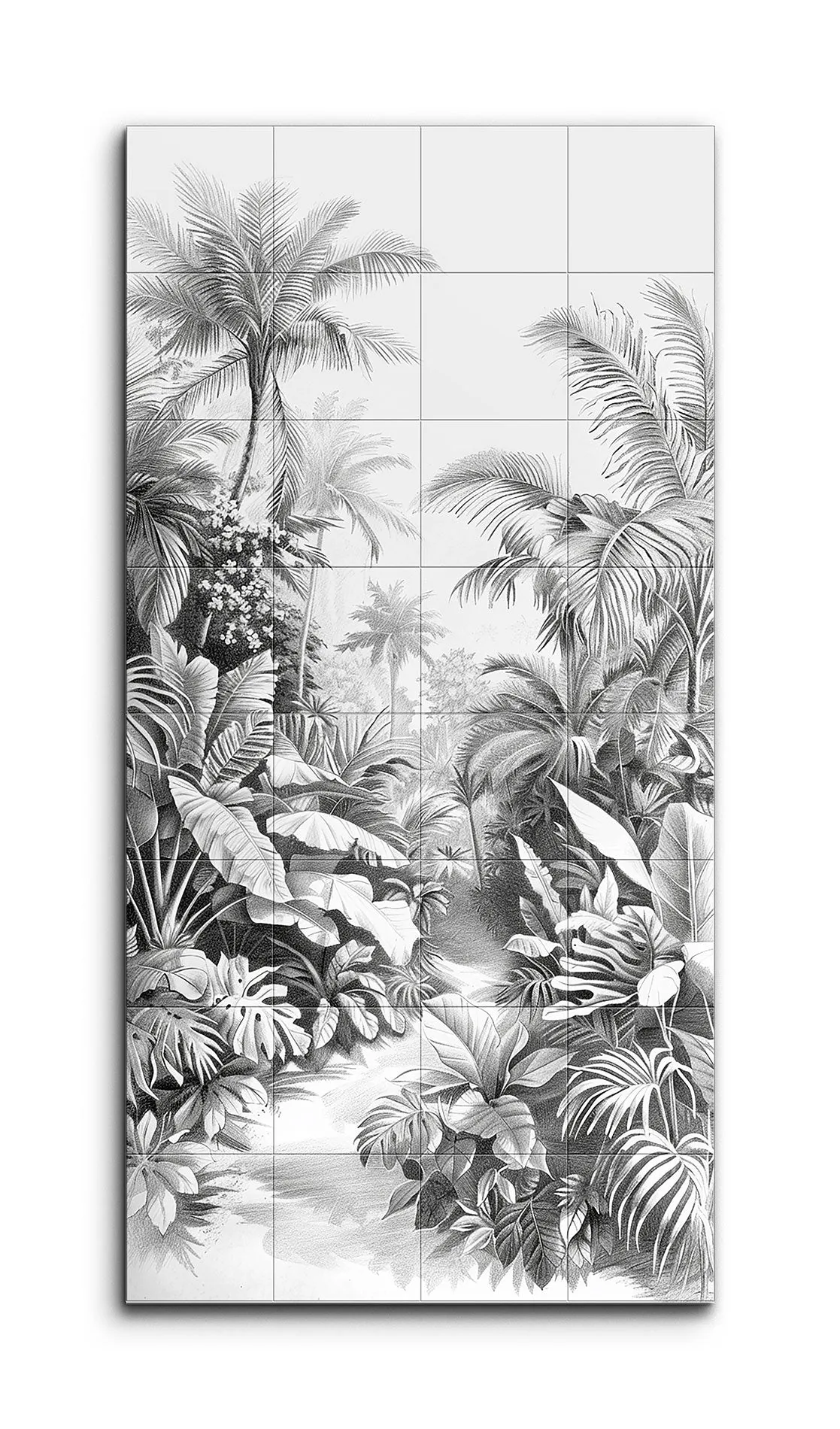 Monochrome Tropical Jungle Pathway