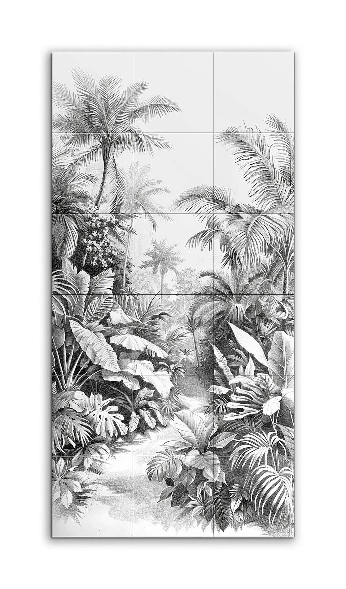 Monochrome Tropical Jungle Pathway