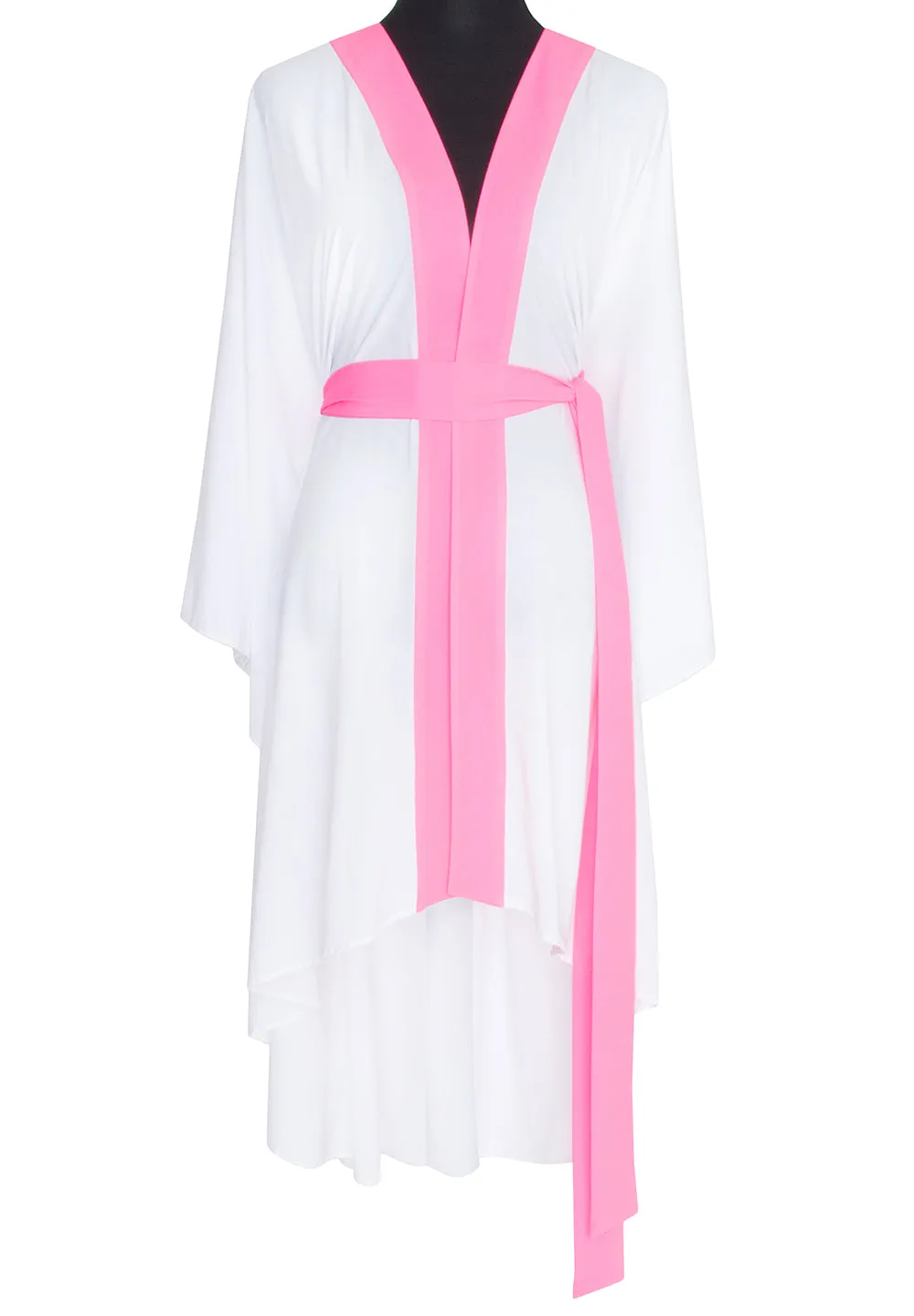 Monochrome - White Kimono Evil Eye (Neon Pink)