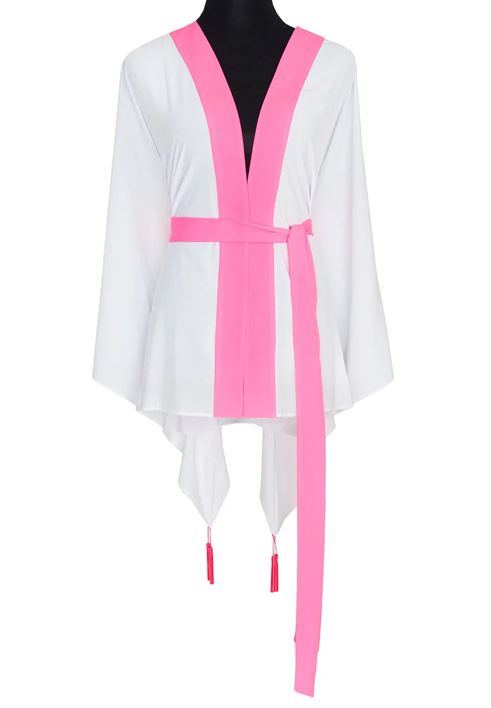 Monochrome - White Kimono Evil Eye (Neon Pink)