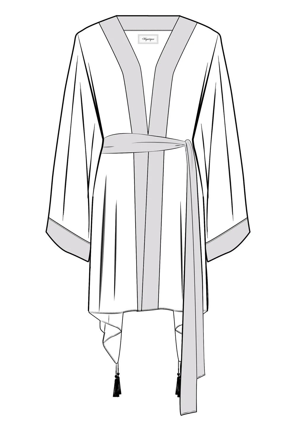 Monochrome - White Kimono Evil Eye (Neon Pink)