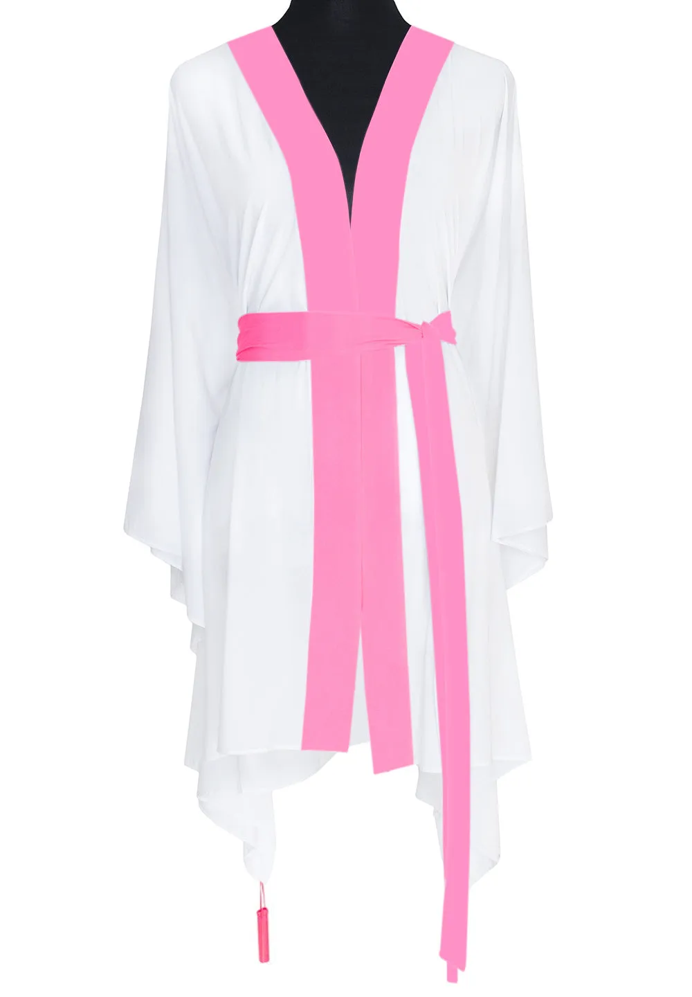 Monochrome - White Kimono Evil Eye (Neon Pink)