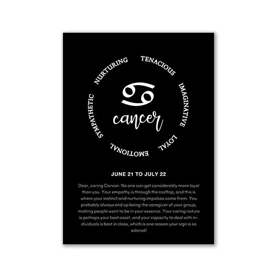 Monochrome Zodiac Canvas Poster