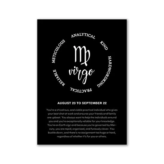 Monochrome Zodiac Canvas Poster