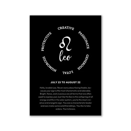 Monochrome Zodiac Canvas Poster