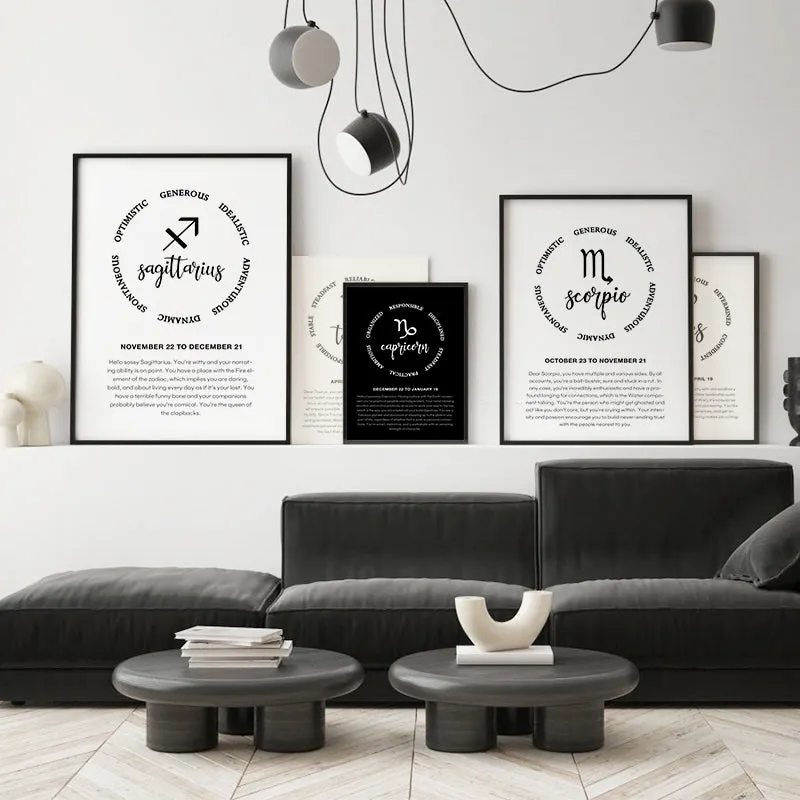 Monochrome Zodiac Canvas Poster