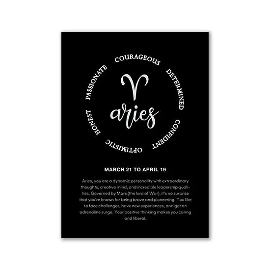 Monochrome Zodiac Canvas Poster