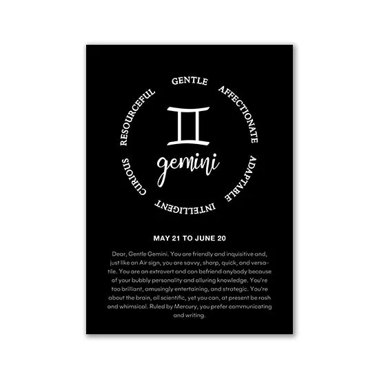 Monochrome Zodiac Canvas Poster