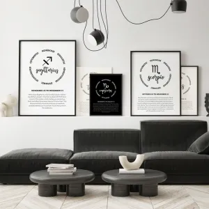 Monochrome Zodiac Canvas Poster