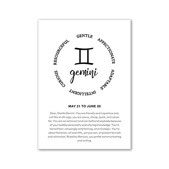 Monochrome Zodiac Canvas Poster
