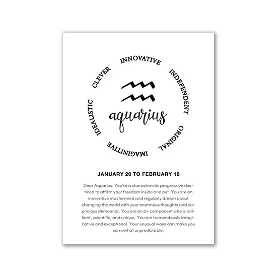 Monochrome Zodiac Canvas Poster