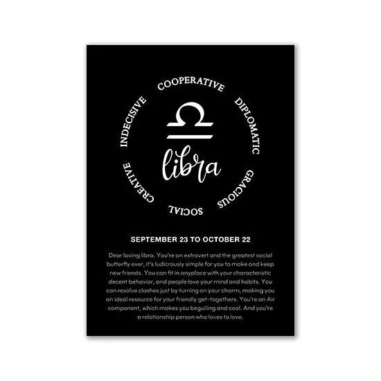 Monochrome Zodiac Canvas Poster