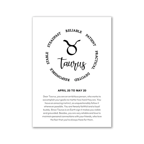 Monochrome Zodiac Canvas Poster