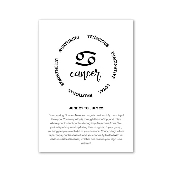Monochrome Zodiac Canvas Poster