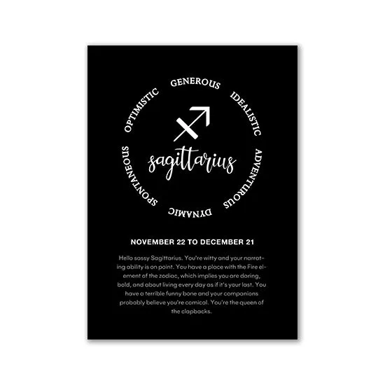 Monochrome Zodiac Canvas Poster