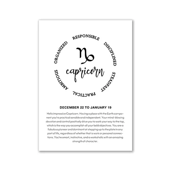 Monochrome Zodiac Canvas Poster