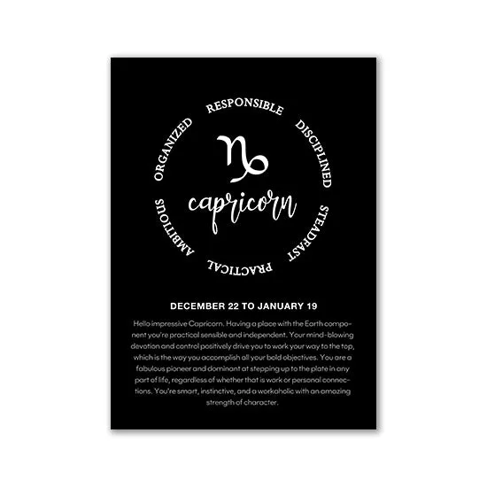 Monochrome Zodiac Canvas Poster