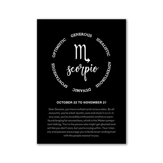 Monochrome Zodiac Canvas Poster