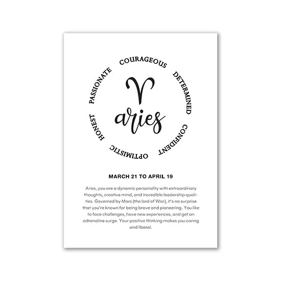 Monochrome Zodiac Canvas Poster
