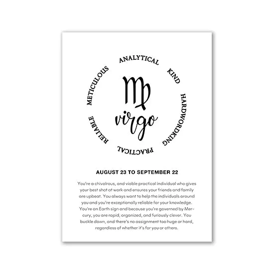 Monochrome Zodiac Canvas Poster