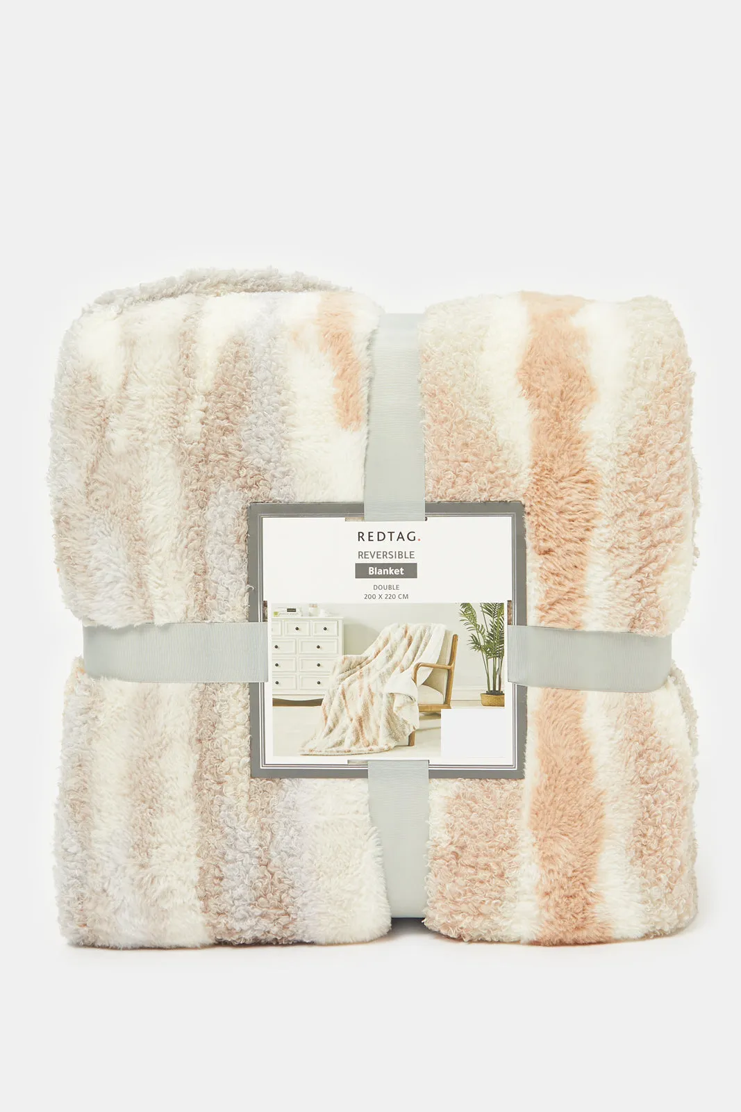 Multicolour Textured Reversible Sherpa Blanket (Double Size)