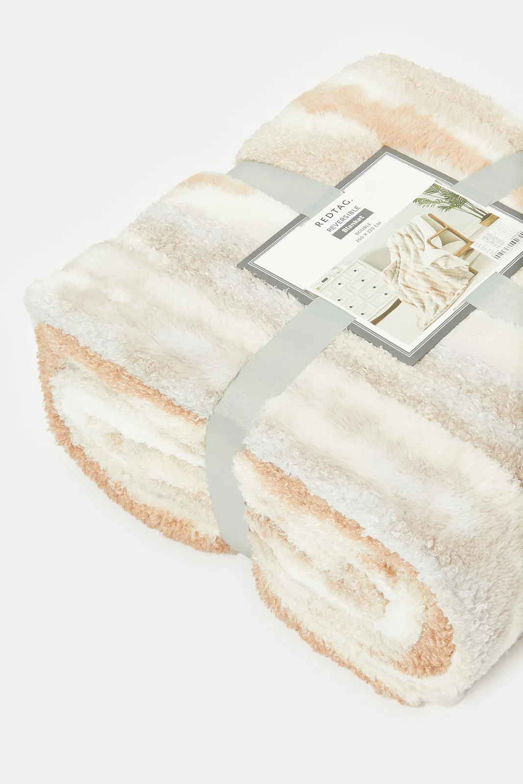 Multicolour Textured Reversible Sherpa Blanket (Double Size)