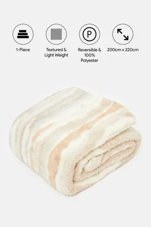 Multicolour Textured Reversible Sherpa Blanket (Double Size)