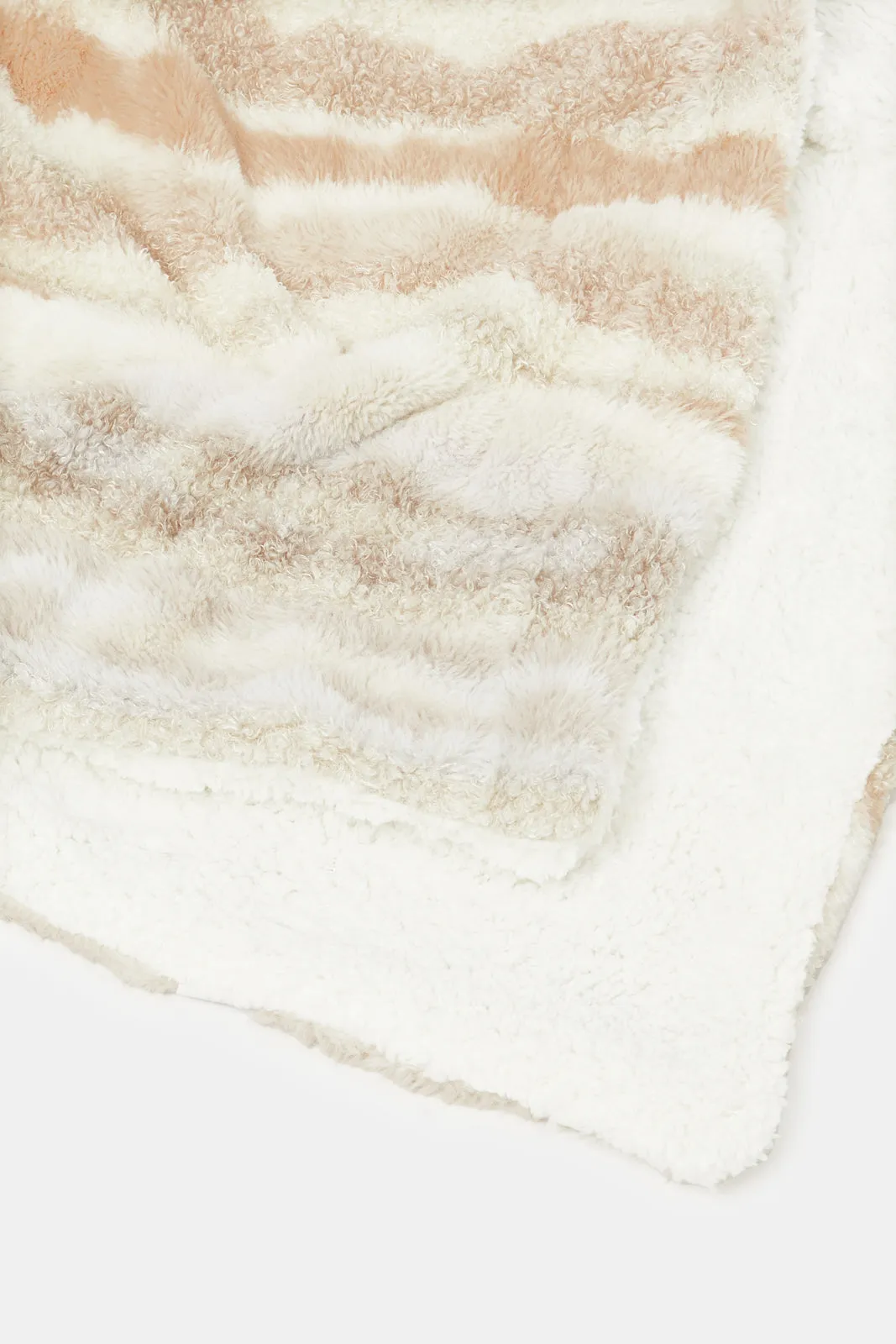 Multicolour Textured Reversible Sherpa Blanket (Double Size)
