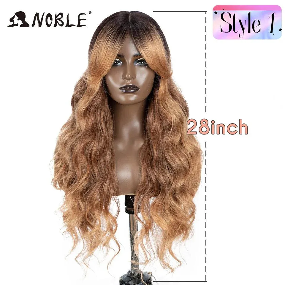 Noble Blonde Wavy Lace Front Wig: Stylish Ombre Hairpiece