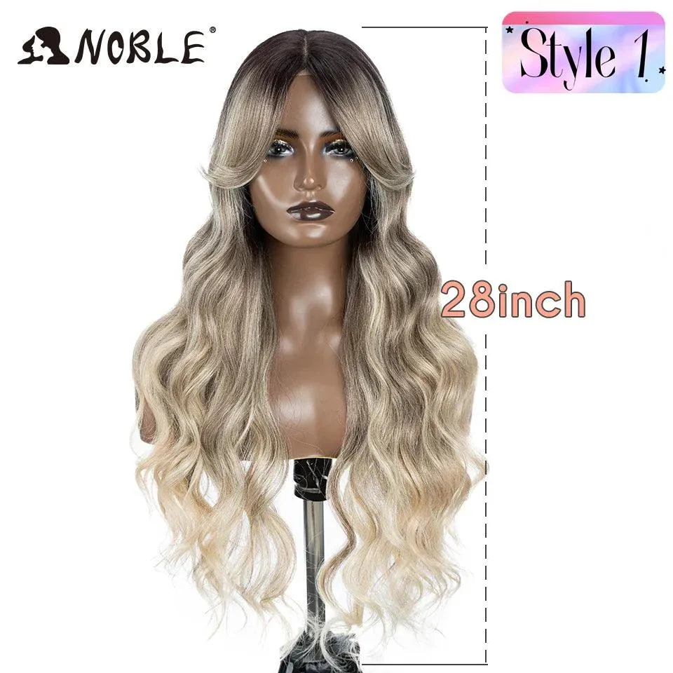 Noble Blonde Wavy Lace Front Wig: Stylish Ombre Hairpiece
