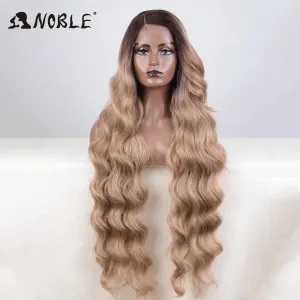 Noble Blonde Wavy Lace Front Wig: Stylish Ombre Hairpiece