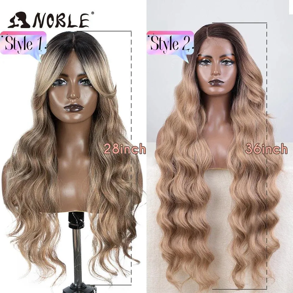Noble Blonde Wavy Lace Front Wig: Stylish Ombre Hairpiece