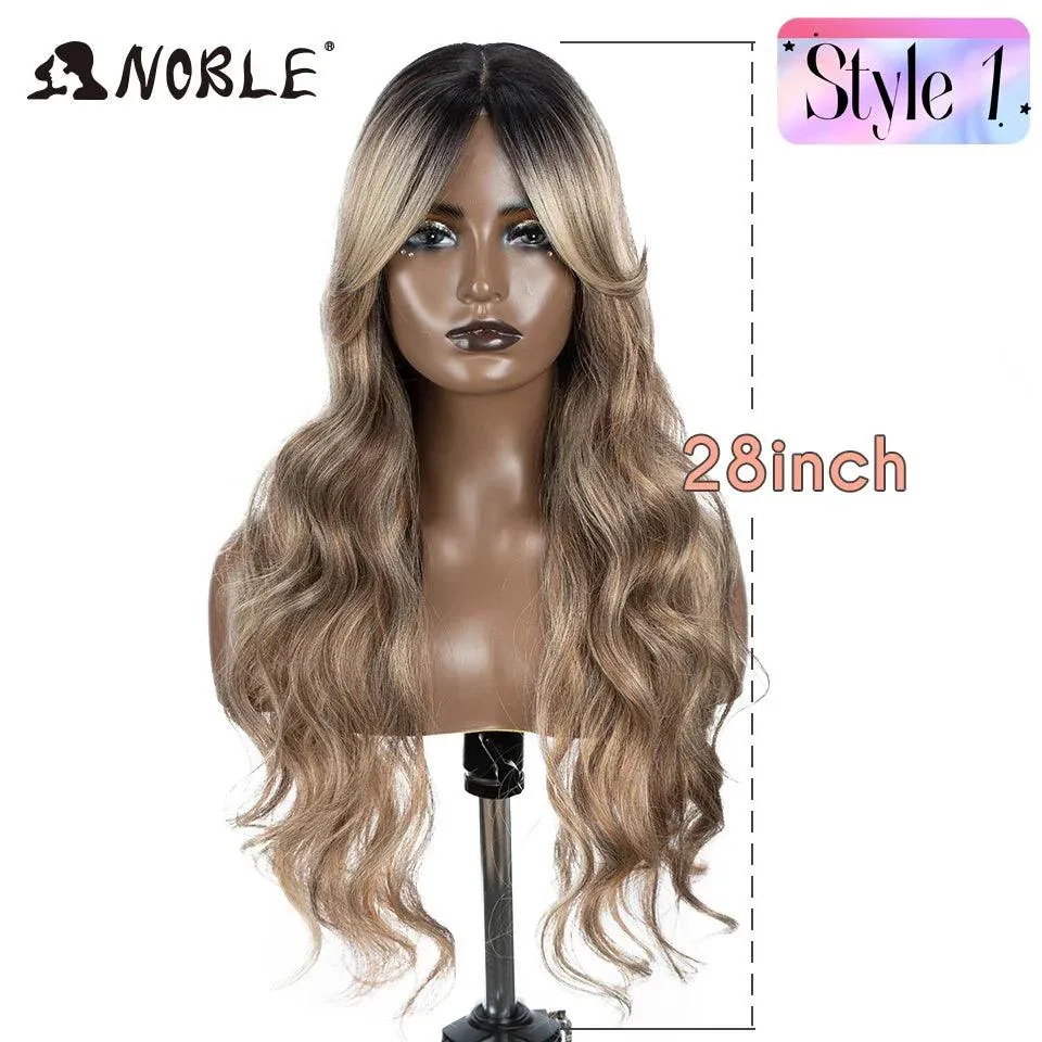 Noble Blonde Wavy Lace Front Wig: Stylish Ombre Hairpiece