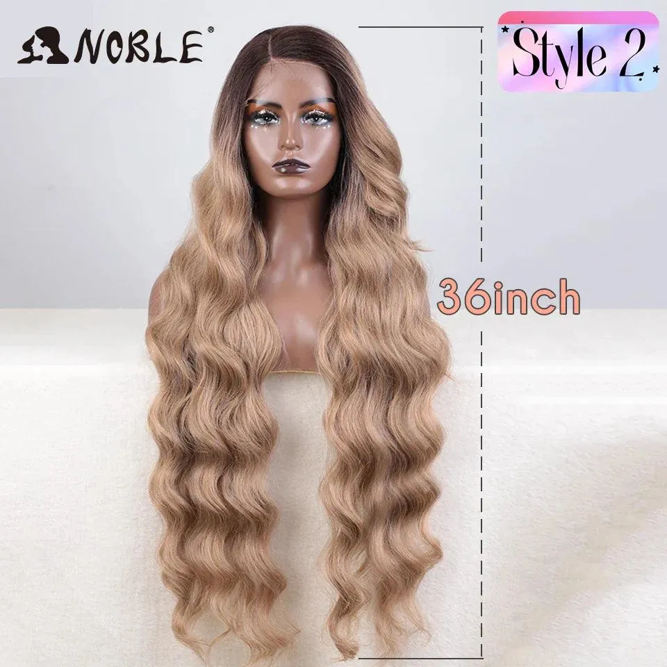 Noble Blonde Wavy Lace Front Wig: Stylish Ombre Hairpiece