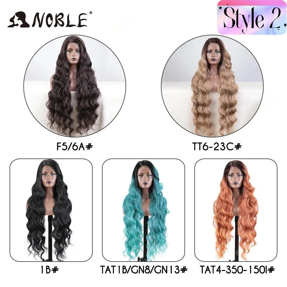 Noble Blonde Wavy Lace Front Wig: Stylish Ombre Hairpiece