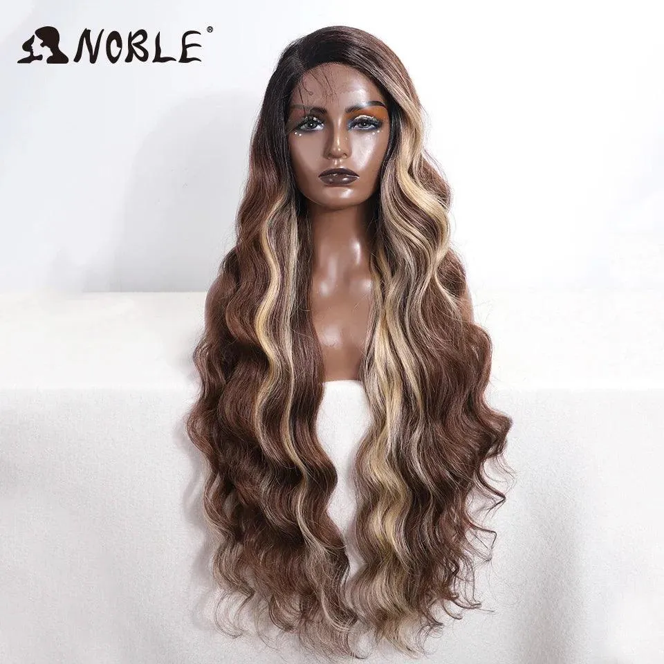 Noble Blonde Wavy Lace Front Wig: Stylish Ombre Hairpiece