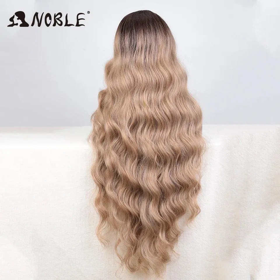 Noble Blonde Wavy Lace Front Wig: Stylish Ombre Hairpiece