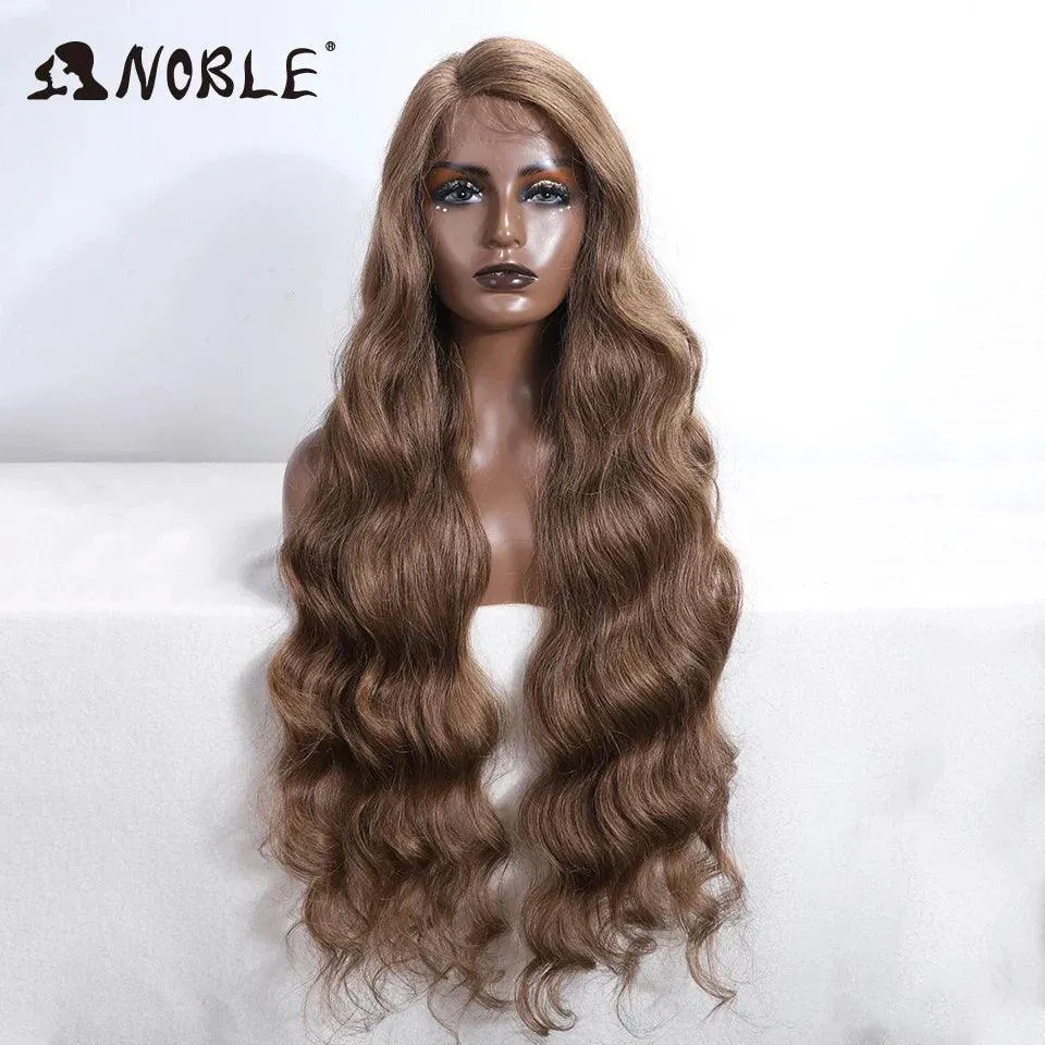 Noble Blonde Wavy Lace Front Wig: Stylish Ombre Hairpiece
