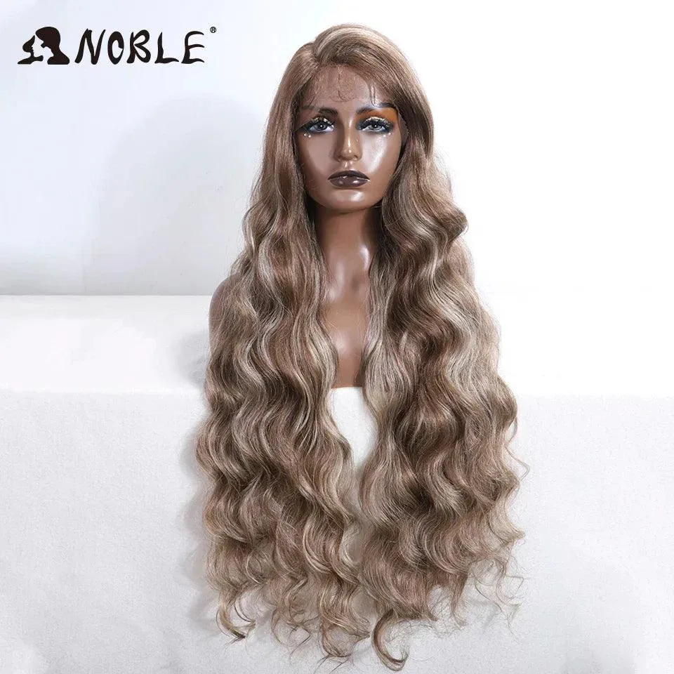 Noble Blonde Wavy Lace Front Wig: Stylish Ombre Hairpiece