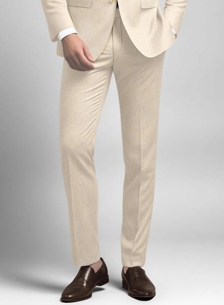 Noble Cream Wool Silk Linen Pants