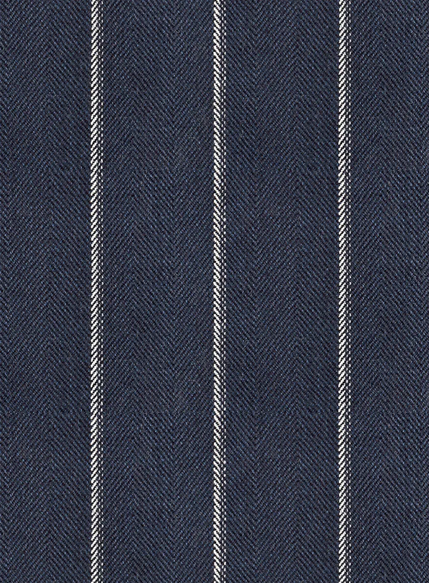 Noble Loredana Blue Stripe Cotton Silk Linen Suit