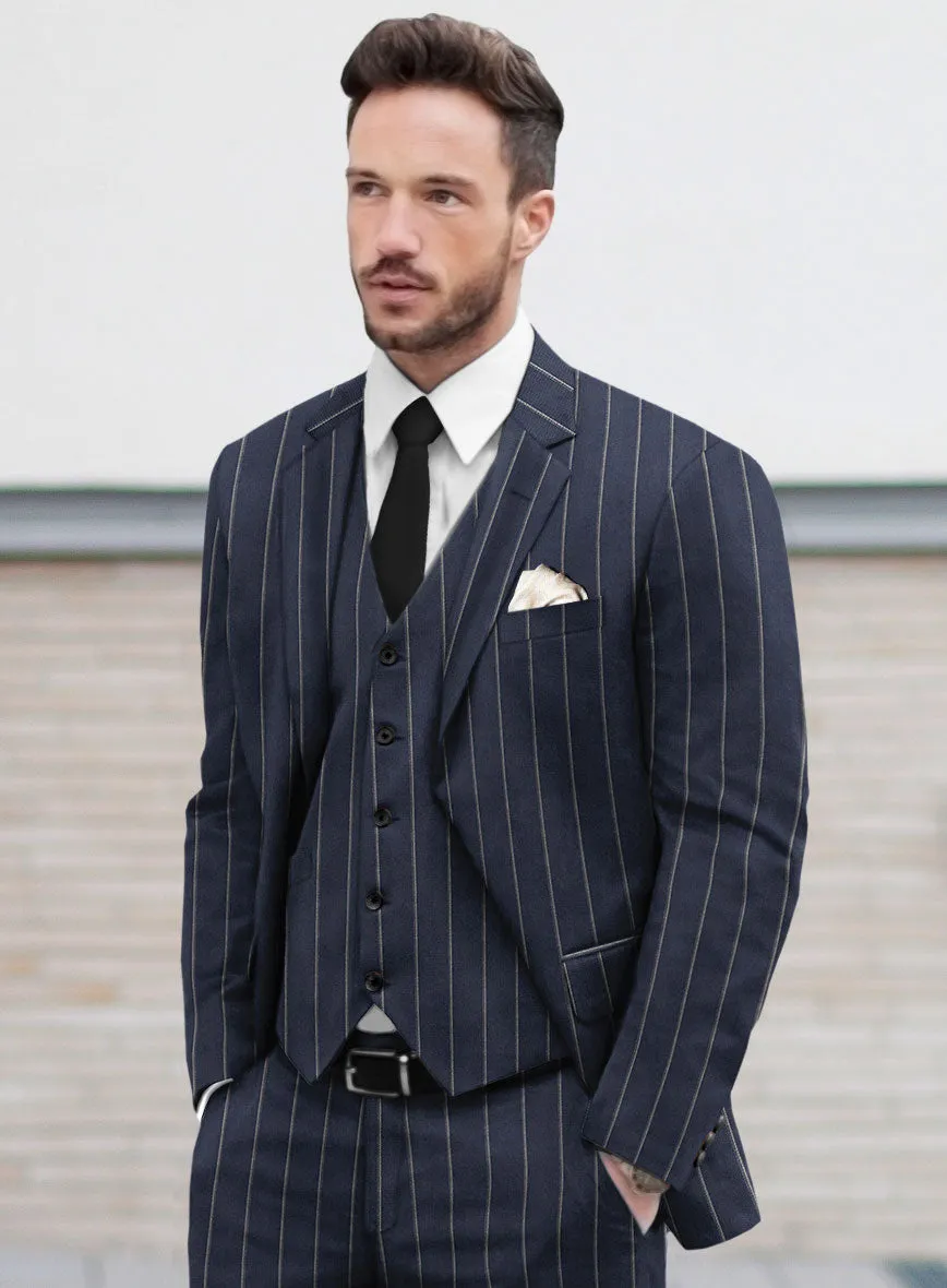 Noble Loredana Blue Stripe Cotton Silk Linen Suit