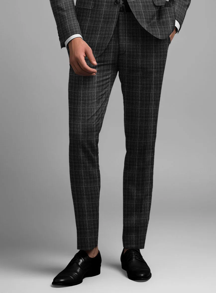 Noble Nicolas Black Wool Silk Linen Pants