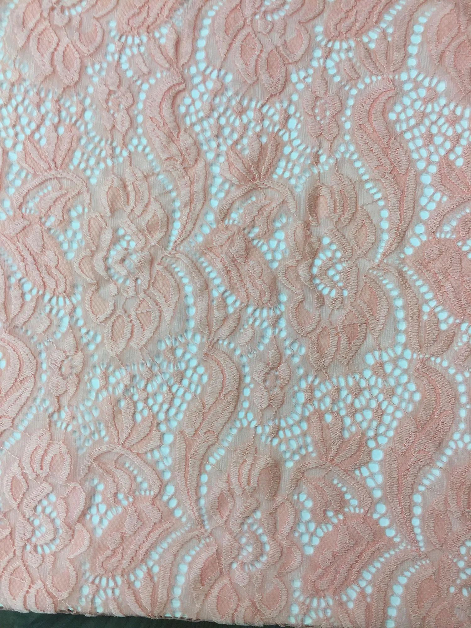 NYLON FLORAL "ZIA" STRETCHED LACE KNIT<br><h6>10T-PEACH BLOSSOM<br>LACE22-YZ</h6>