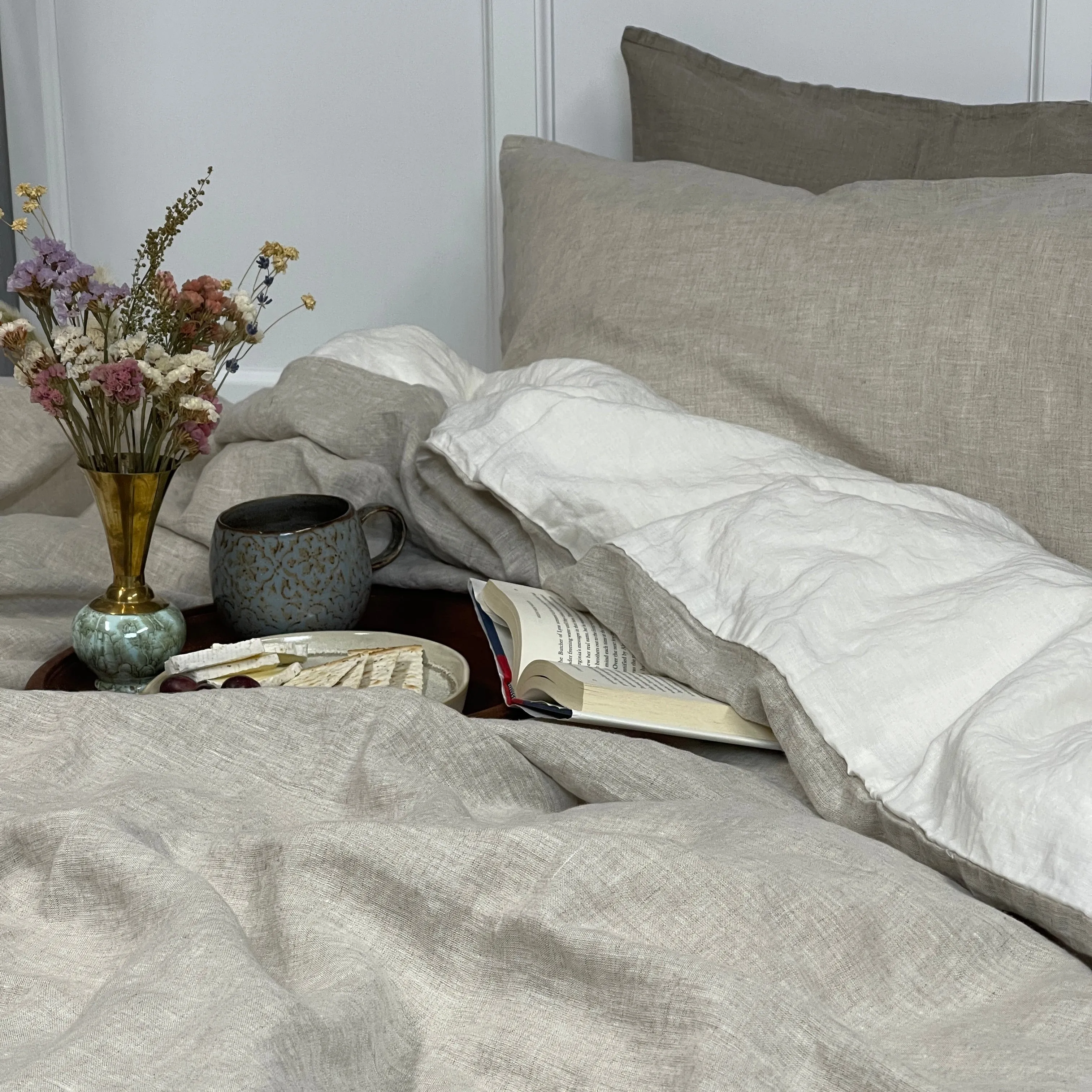 Off-white Greige 100% Flax Duvet Cover