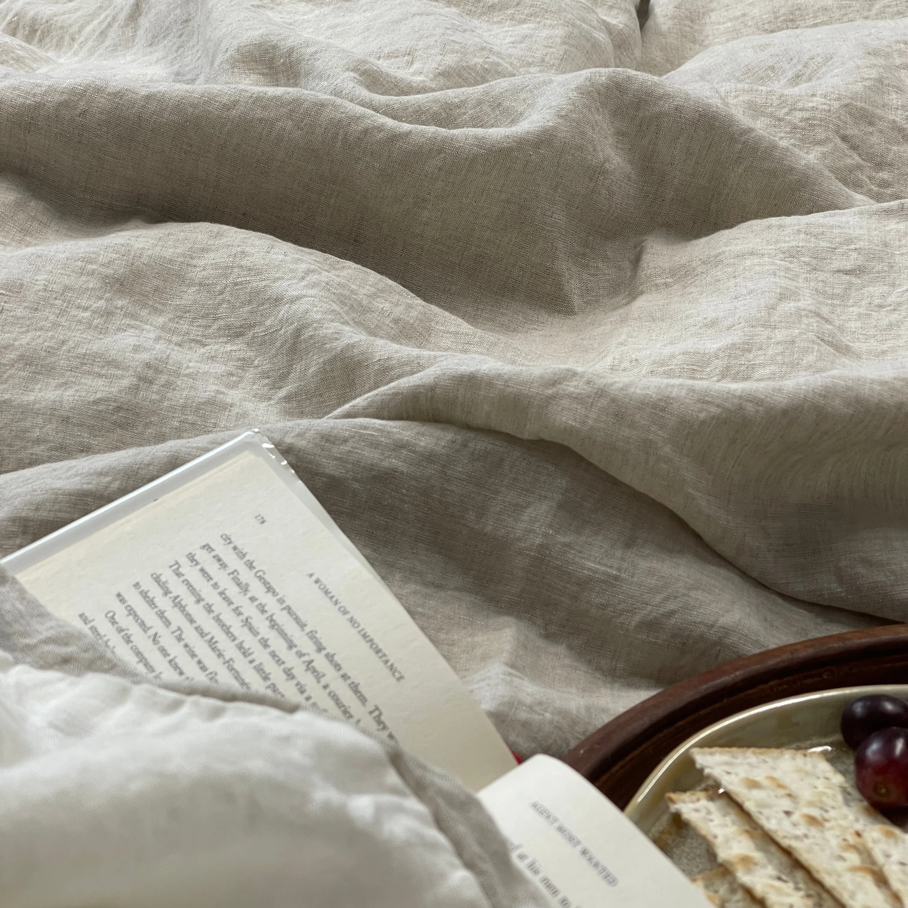 Off-white Greige 100% Flax Duvet Cover