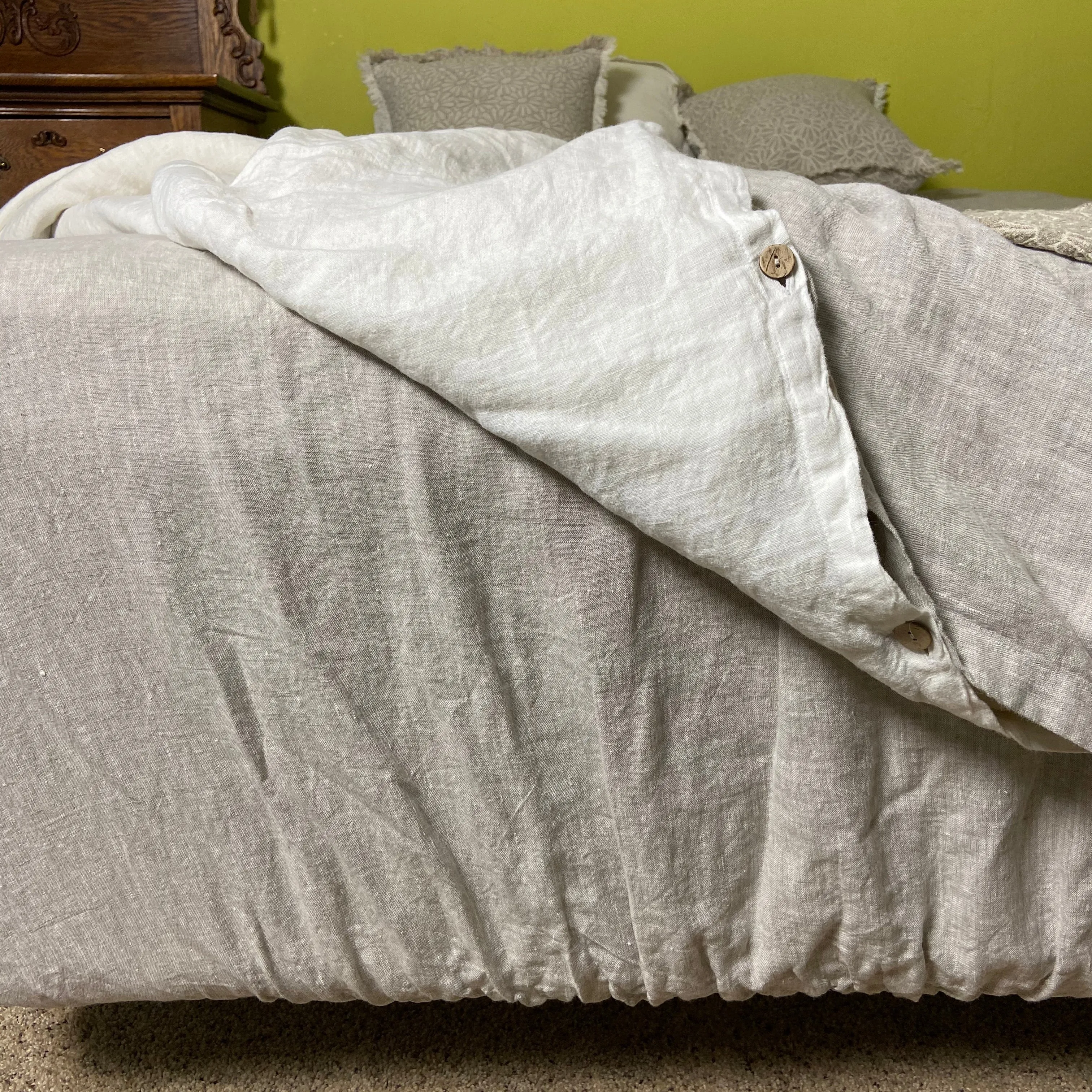 Off-white Greige 100% Flax Duvet Cover